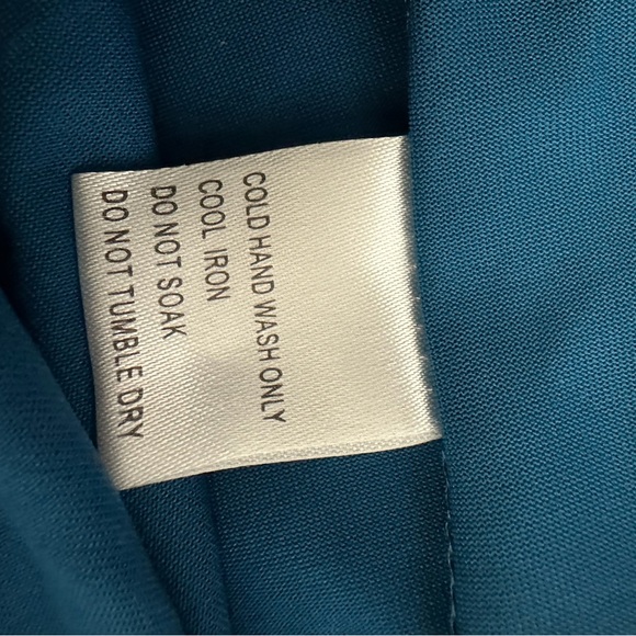 Mooloola Teal Strapless Ruched High-Low Shimmer Dress Y2K Vintage Size 8 - Picture 7 of 7